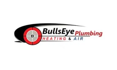 Logo that says "BullsEye Plumbing - Heating & Air"